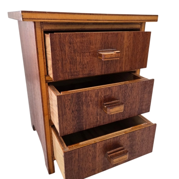 Wooden Chest Of Drawers For Baby Doll Clothes 9" Handmade Doll Dresser 1950s - Picture 3 of 14